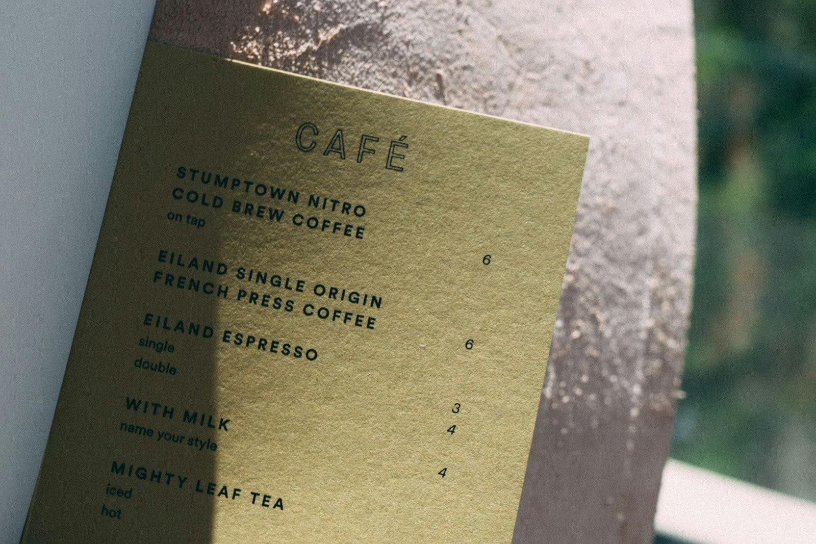 A sneak peak of the items on the "Cafe" menu